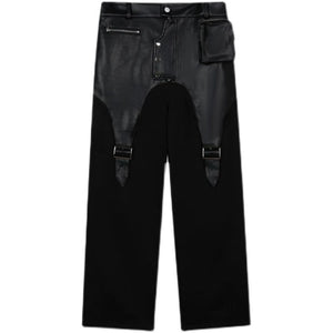 PU Leather Patchwork Trousers