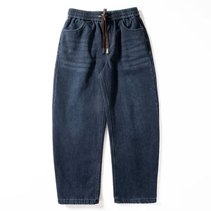 Loose Straight-leg Velvet Denim Casual Pants