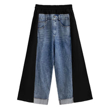 Load image into Gallery viewer, Contrast Color Denim Wide Leg Pants
