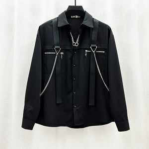 Chain Strap Loose Long Sleeve Shirt