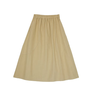 Solid Color Elastic Waist Skirt