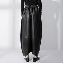 Load image into Gallery viewer, PU Leather High Waist Thin Fleece Loose Pants
