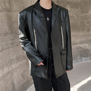 Zippered Single-breasted PU Leather Jacket