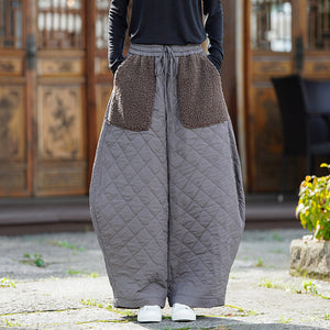 Patchwork Pattern Thickened Cotton Casual Pants