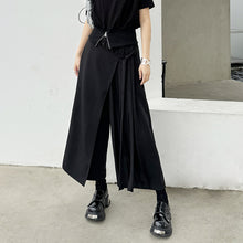 Load image into Gallery viewer, Irregular Pleated Ribbon Stitching Fake Two-piece Wide-leg Pants
