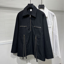 Load image into Gallery viewer, Multi-zipper Slit Patchwork Work Shirt
