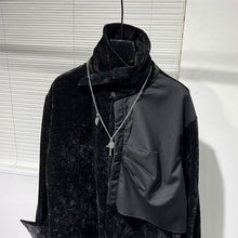 Load image into Gallery viewer, Deconstructed Patchwork Loose Velvet Shirt
