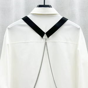 Chain Strap Loose Long Sleeve Shirt