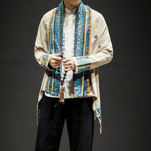 Ethnic Printed Cotton Linen Cardigan