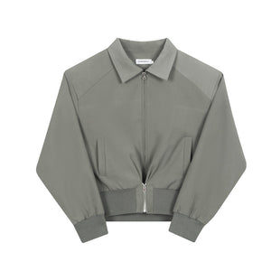 Zip-up Slim-fit Lapel Jacket