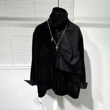 Load image into Gallery viewer, Deconstructed Patchwork Loose Velvet Shirt
