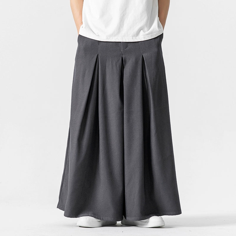 Retro Loose Wide-leg Pleated Skirt Pants