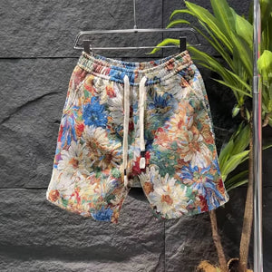 Printed Embroidered Shorts