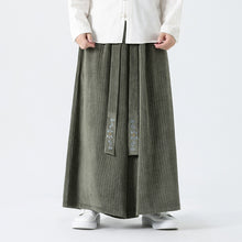 Load image into Gallery viewer, Corduroy Wide-leg Embroidered Culottes Straight Pants
