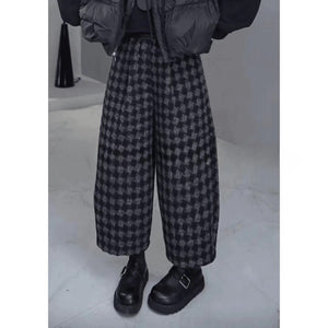 Retro Thickened Plaid Casual Pants