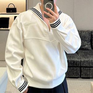 Striped Contrast Color Pullover Sweatshirt