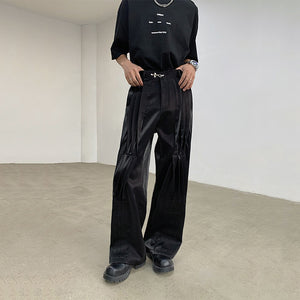 Three-dimensional Casual Metal Buckle Straight Trousers