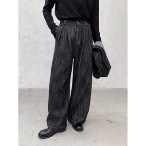 High Waist Straight Denim Wide Leg Pants