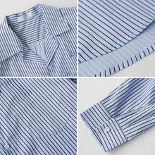 Load image into Gallery viewer, Blue Striped Cuban Collar Pad Shirt
