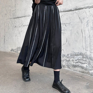 Summer Topstitch Loose Swing Skirt