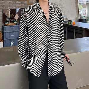 Geometry Texture Print Casual Long Sleeve Shirt