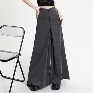 Draped Relaxed High-Rise Wide-Leg Pants