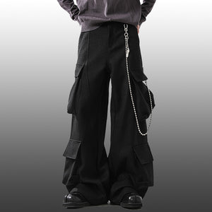 Multi-Pocket Cargo Wide-Leg Casual Pants