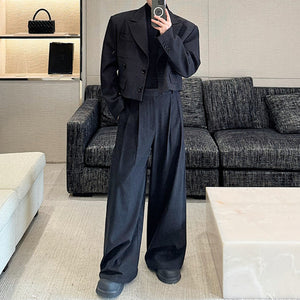 Short Suit Jacket Retro Wide-leg Trousers Thickened Two-piece Suit