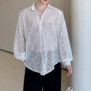 Thin Hollow Micro-transparent Long-sleeved Shirt