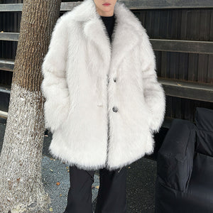 Faux Fur Double Breasted Lapel Jacket