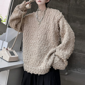 Round Neck Grainy Pullover Sweater