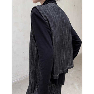 Denim Waistcoat Asymmetric Arc Cardigan Vest