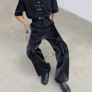 Three-dimensional Casual Metal Buckle Straight Trousers