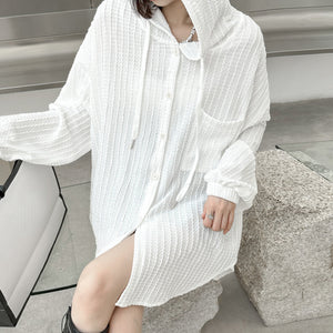 Hooded Striped Jacquard Shirt