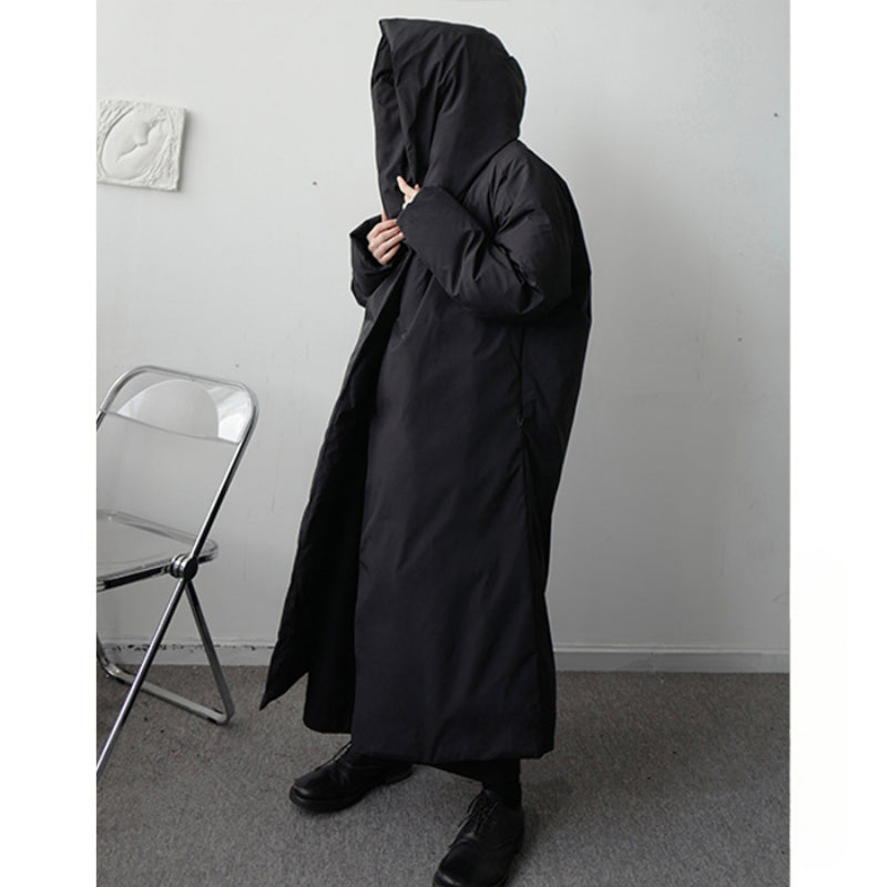 Hooded Cotton Loose Knee-length Cape Coat