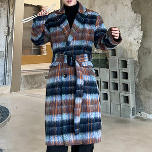 Winter Plaid Trench Coat