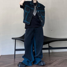 Load image into Gallery viewer, Contrast Color Sleeveless Denim Vest and Retro Wide-leg Trousers Two-piece Set
