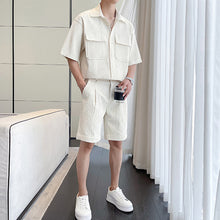 Load image into Gallery viewer, Pleated Simple Shirt and Shorts Set
