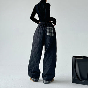 American Retro Plaid Thick Wide-leg Pants