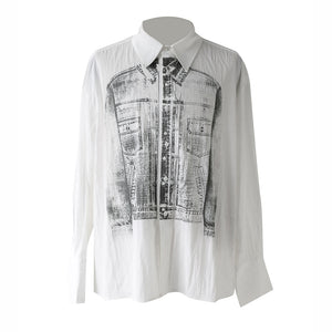 Loose Printed Casual Peak Collar Shirt