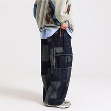 Load image into Gallery viewer, American Retro Patchwork Loose Wide-leg Jeans
