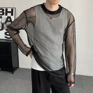 Mesh Transparent Casual Bottoming Shirt