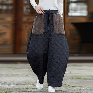 Patchwork Pattern Thickened Cotton Casual Pants