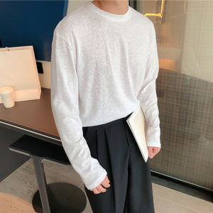 Loose Round Neck Solid Color Bottoming T-shirt