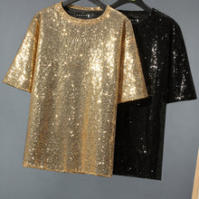 Load image into Gallery viewer, Gold Sequin Nightclub Stage T-shirt
