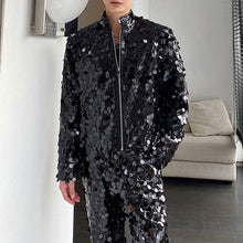 Load image into Gallery viewer, Sequined Stand Collar Jacket Wide-leg Pants Two-piece Set
