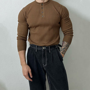 Slim Fit Long Sleeve Knitted T-shirt