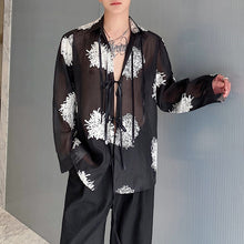 Load image into Gallery viewer, Embroidered Lace-up Slightly Sheer Long-sleeved Shirt
