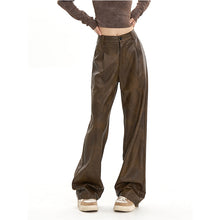 Load image into Gallery viewer, Straight Casual Pants PU Leather Loose Pants
