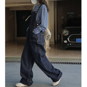 Adjustable Loose Denim Wide-leg Overalls